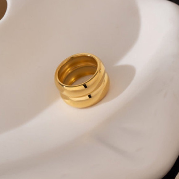 18K gold plated layered tube ring - Picture 6 of 7